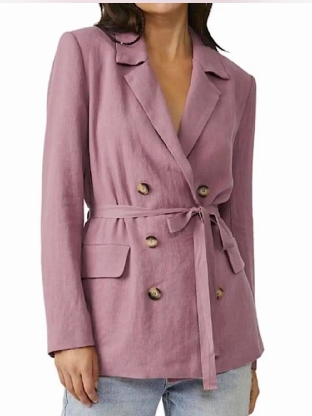 1556. FREE PEOPLE Olivia Tie Front Blazer in Purple Sz XS NWT $168
